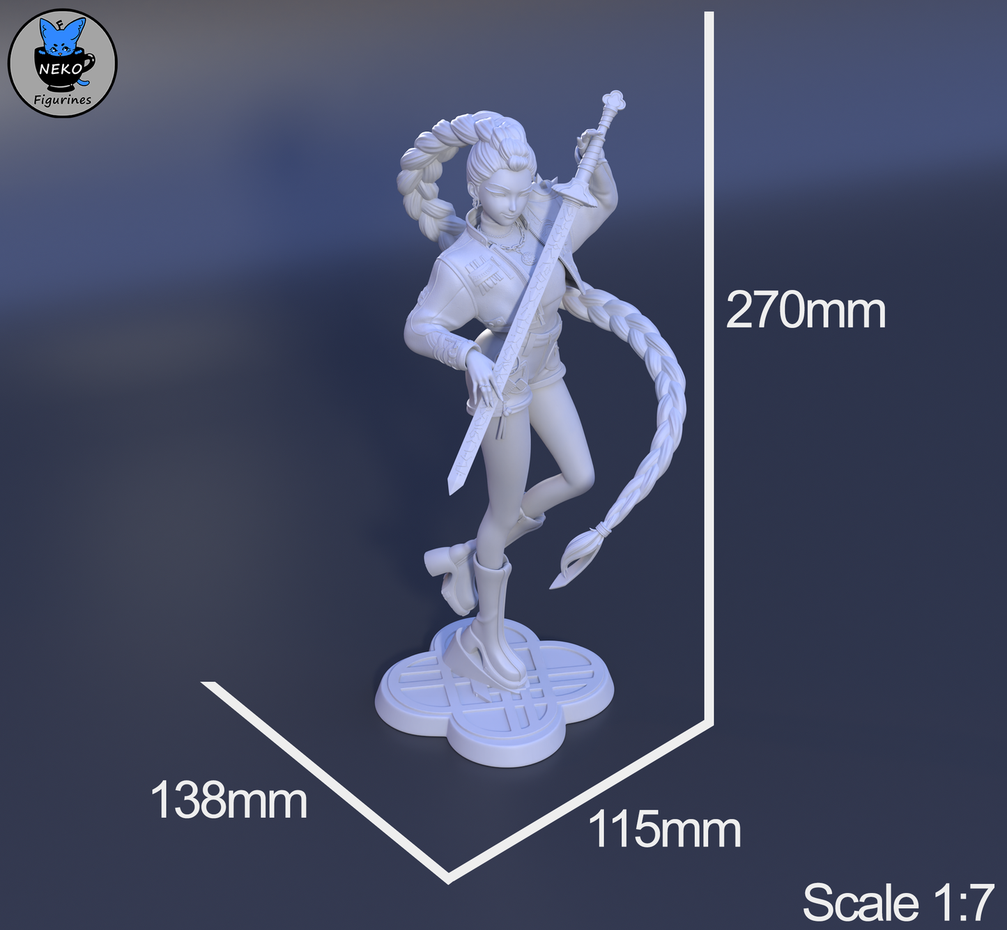 Rumi – KPop Demon Hunters | Unpainted 3D Printed Resin Model (Fan Art by Neko Figurines)